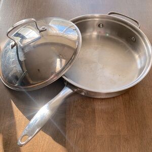 10” 3 Qt Copper Bottom Stainless Steel Skillet with Lid by Belgique